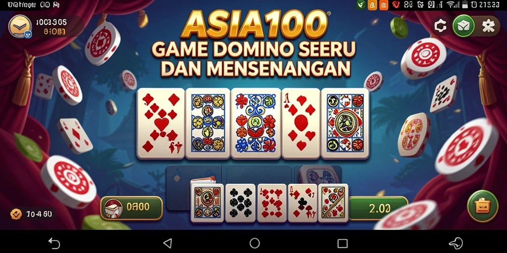 Screenshot gameplay dari ASIA100 yang menunjukkan suasana permainan Domino yang seru.