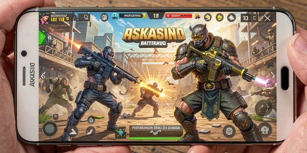 Tangkapan layar gameplay pertarungan seru di ASKASINO.