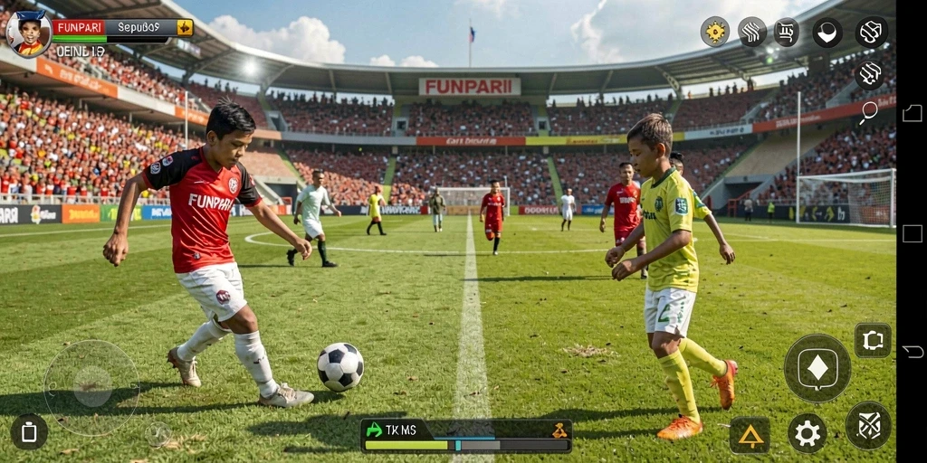 Tangkapan layar menunjukkan aksi cepat dalam permainan sepak bola yang mendebarkan.