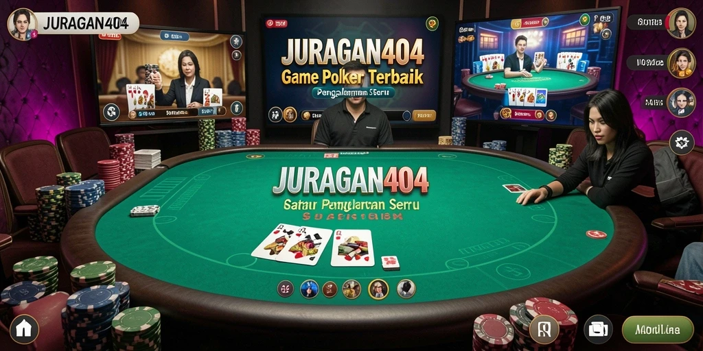 Screenshot JURAGAN404 menampilkan gameplay Poker yang mendebarkan dan interaktif.