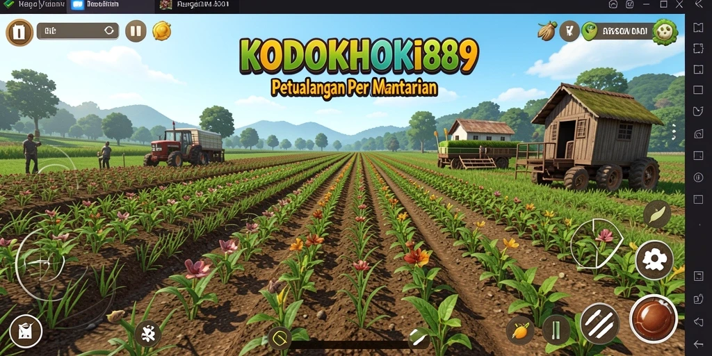 Screenshot gameplay KODOKHOKI889 yang menunjukkan lahan pertanian yang subur.