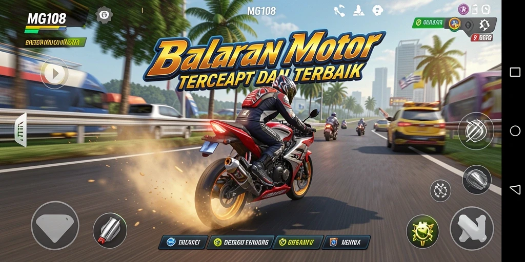 Gameplay MG108 yang menegangkan dengan motor balap terbaik.
