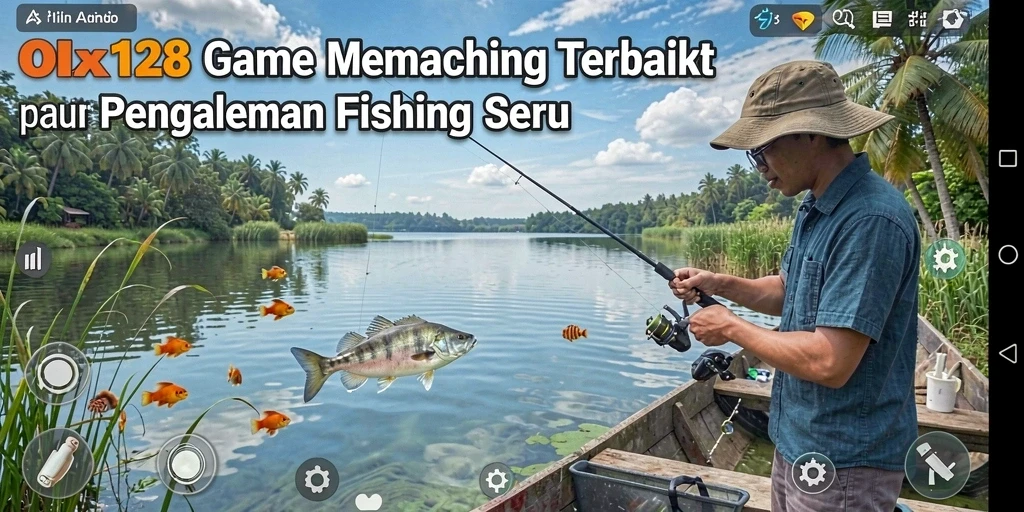 Screenshot gameplay OLX128 menampilkan suasana memancing yang menarik dan realistis.