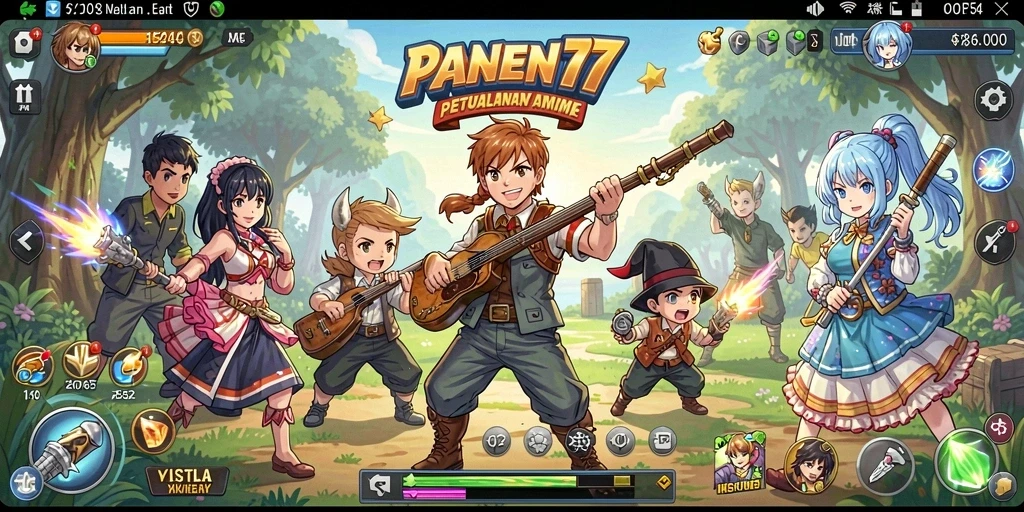 Tampilan gameplay PANEN77 yang menakjubkan dengan karakter Anime yang beraksi.