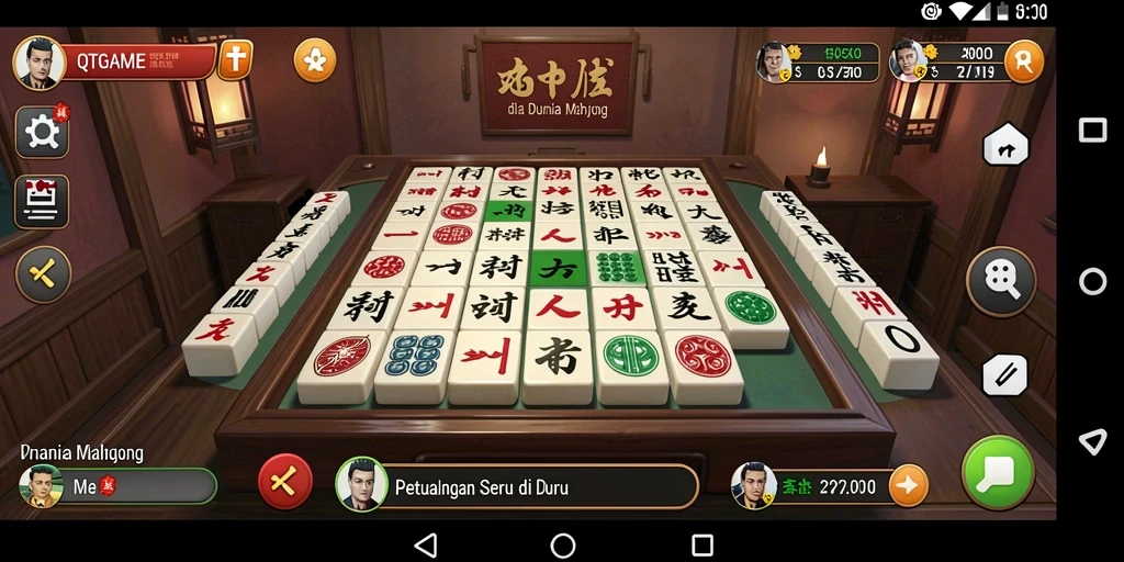 Tampilan gameplay QTGAME dengan grafis Mahjong yang memukau.