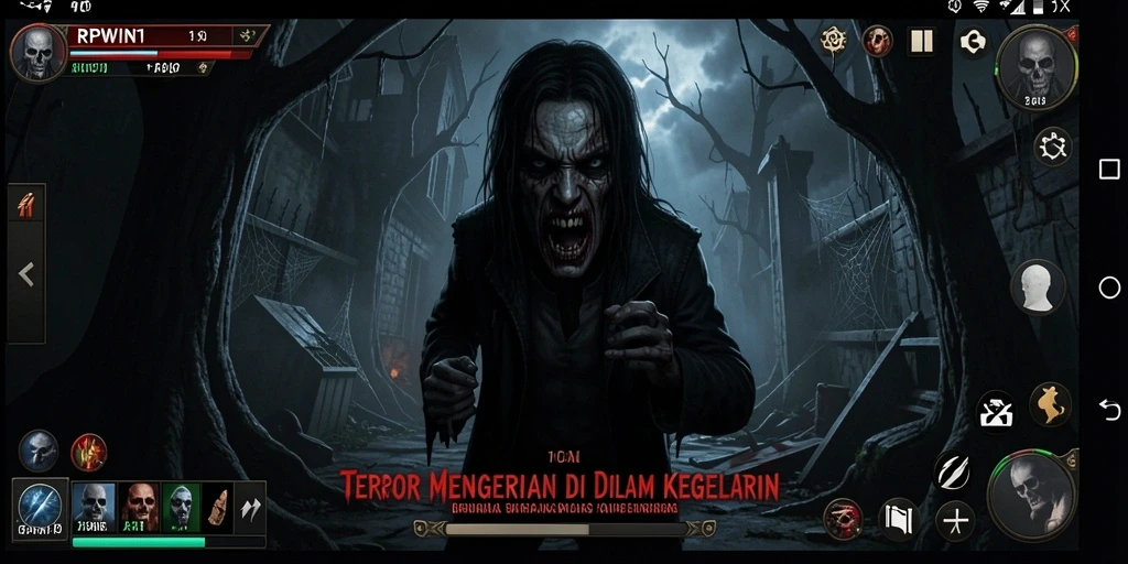 Tampilan menegangkan saat karakter melawan makhluk mengerikan di RPWIN1.