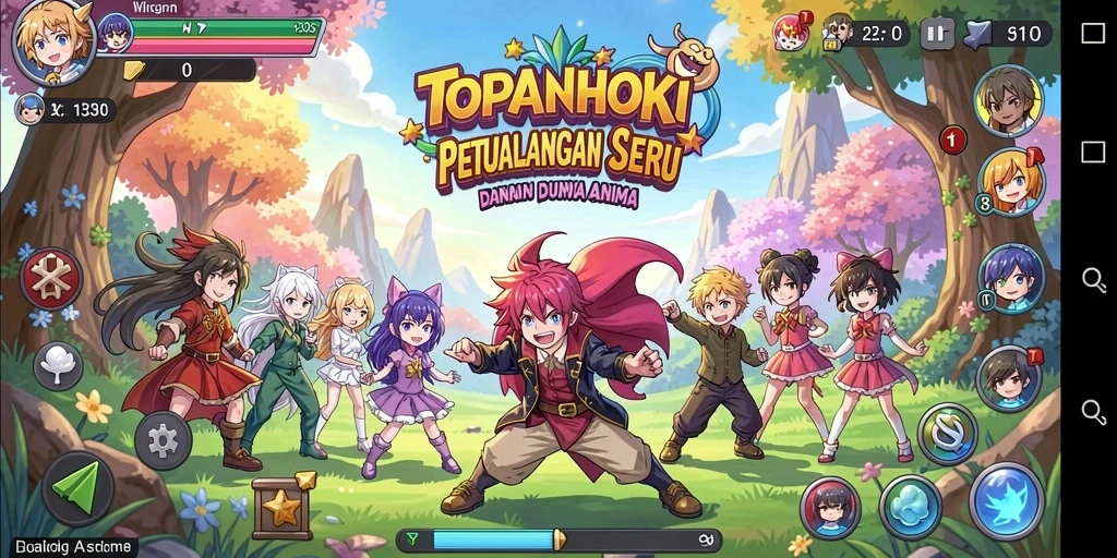 Screenshot dari gameplay TOPANHOKI menampilkan karakter anime yang beraksi.