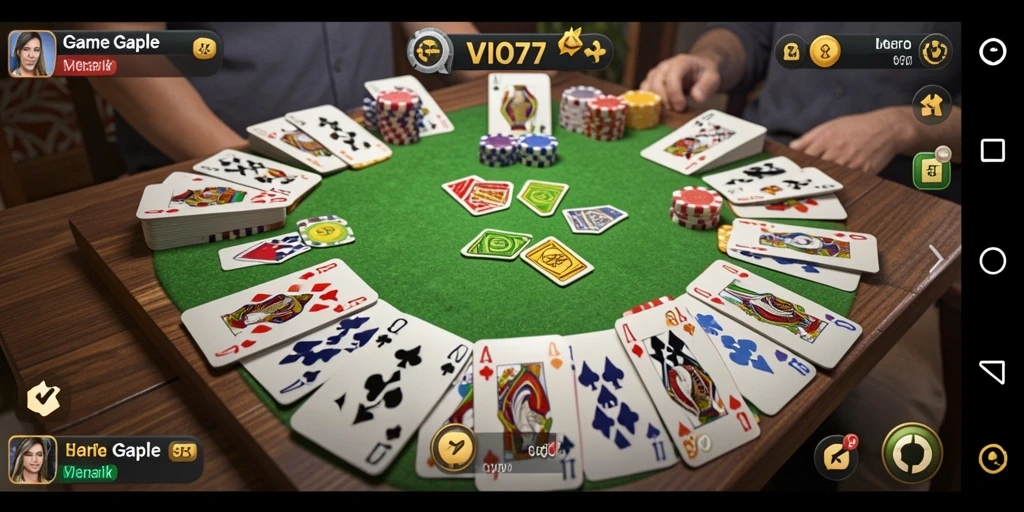 Screenshot gameplay VIO77 menampilkan serunya bermain Gaple online.